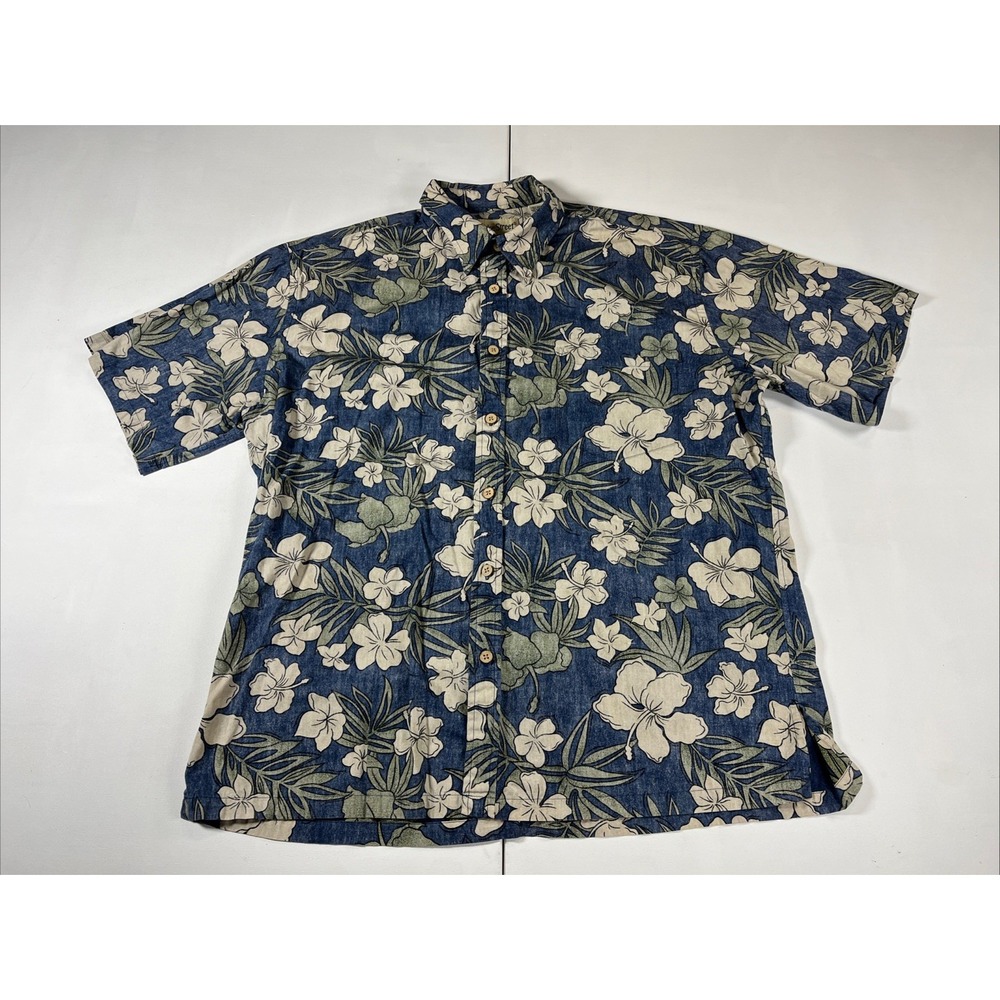 Cooke Street Hawaiian Shirt Reverse Print Floral Cotton Men's L